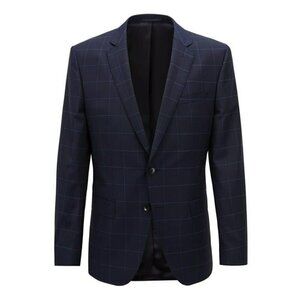 Hugo Boss Men's Dark Navy Windowpane Suit Jacket Size 34R (MSRP $445)